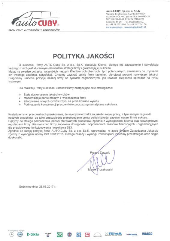 polityka jakości autocuby